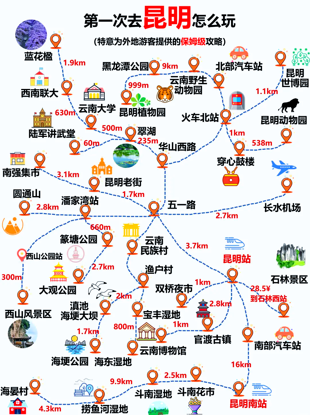 昆明市区旅游必去十大景点推荐排名